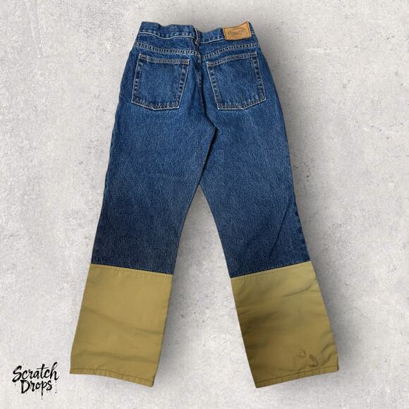 Cabelas Brush Jeans Youth Size 14 Blue Denim Double Front Bird Hunting Workwear - Picture 3 of 4